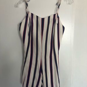 Striped Privacy Please Adjustable Strap Romper